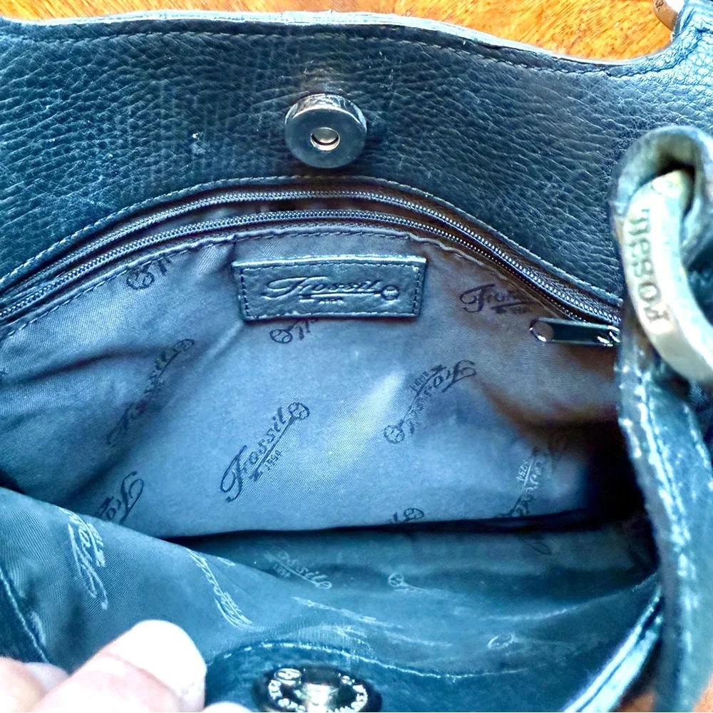 Fossil Mixed Media Black Leather Bag